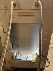 Dishwasher rear water line hookup during install