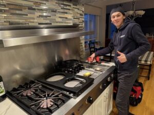 Repaired and reinstalled the cooktop, fully tested and operating