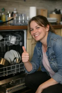 Our happy client after dishwasher repair
