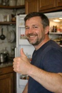 Our happy client after fridge repair